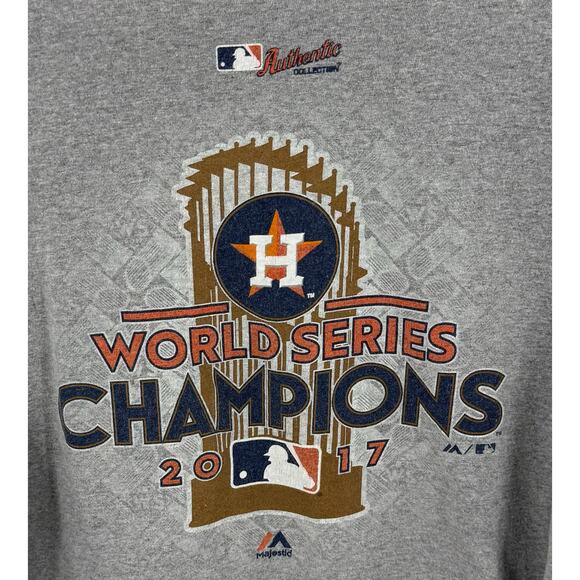 Majestic Mens T Shirt Size Large Gray Houston Astros 2017 World Series Champions - Picture 2 of 4